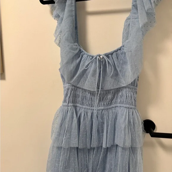 Blue Ruffled Maxi Dress - Picture 6 of 11